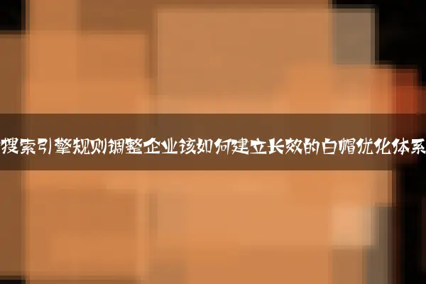 面对搜索引擎规则调整企业该如何建立长效的白帽优化体系